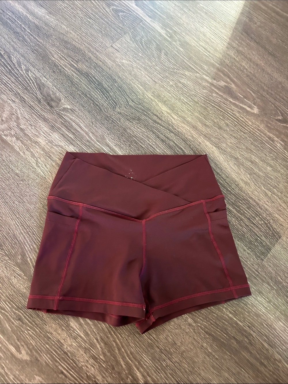 Women’s High-Rise Maroon Performance Shorts